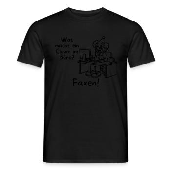 Was macht ein Clown im Büro? Faxen! - Männer T-Shirt - Schwarz - Vorne - AI Model Male 178 light (178cm)