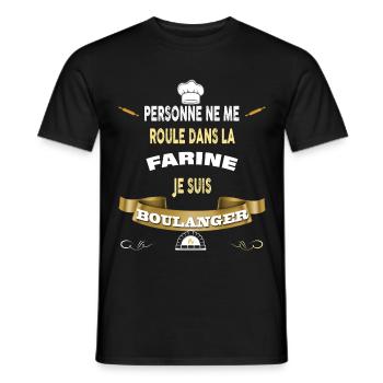 Boulanger humour farine, cadeau métier boulangerie - T-shirt homme - noir - Devant - AI Model Male 178 light (178cm)