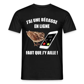 Ma bécasse m'appelle chasse humour chasseur - T-shirt homme - noir - Devant - AI Model Male 178 light (178cm)