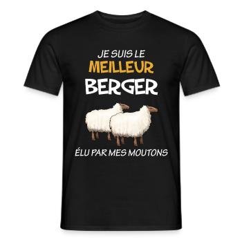 Mon berger et ses moutons c'est le meilleur - T-shirt homme - noir - Devant - AI Model Male 178 light (178cm)