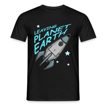 Quitter la planète Terre, fusée dans l’espace, chemise - T-shirt homme - noir - Devant - AI Model Male 178 light (178cm)