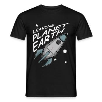 Quitter la planète Terre, Fusée dans l’espace, Chemise - T-shirt homme - noir - Devant - AI Model Male 178 light (178cm)