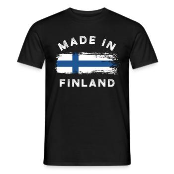 Made in Finland - Finnland Flagge - Männer T-Shirt - Schwarz - Vorne - AI Model Male 178 light (178cm)
