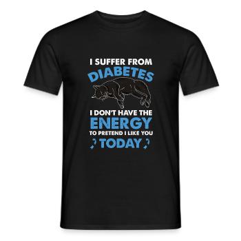 Funny saying for diabetics who love cats - Men's T-Shirt - black - Front - AI Model Male 178 light (178cm)