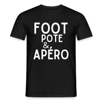 Foot Pote et Apéro - T-shirt homme - noir - Devant - AI Model Male 178 light (178cm)