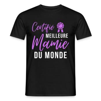 Certifié meilleur mamie du monde - T-shirt homme - noir - Devant - AI Model Male 178 light (178cm)