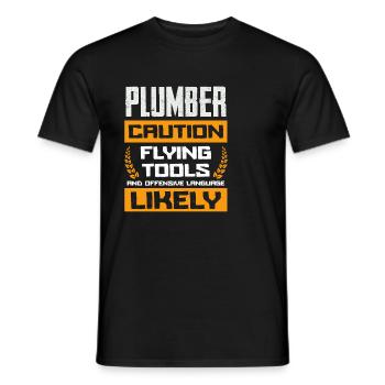 Attention Installateur d’outils volants Humour - T-shirt homme - noir - Devant - AI Model Male 178 light (178cm)