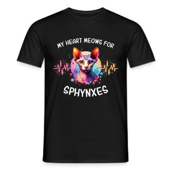 Sphynxkatze Herzlinie Nacktkatze - Männer T-Shirt - Schwarz - Vorne - AI Model Male 178 light (178cm)