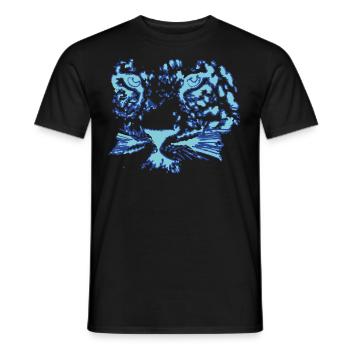 léopard, chat, chat sauvage, graffiti, peinture, bleu - T-shirt homme - noir - Devant - AI Model Male 178 light (178cm)
