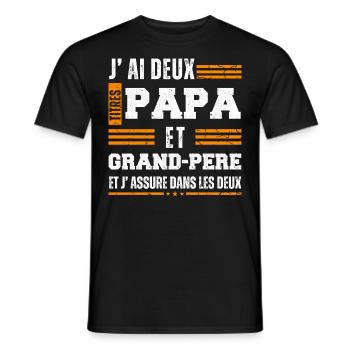 J'ai deux titres papa et papy cadeau fête des père - T-shirt homme - noir - Devant - AI Model Male 178 light (178cm)