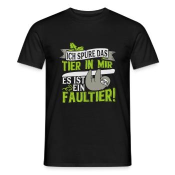 Je me sens l'animal en moi. Il est un paresseux! - T-shirt homme - noir - Devant - AI Model Male 178 light (178cm)