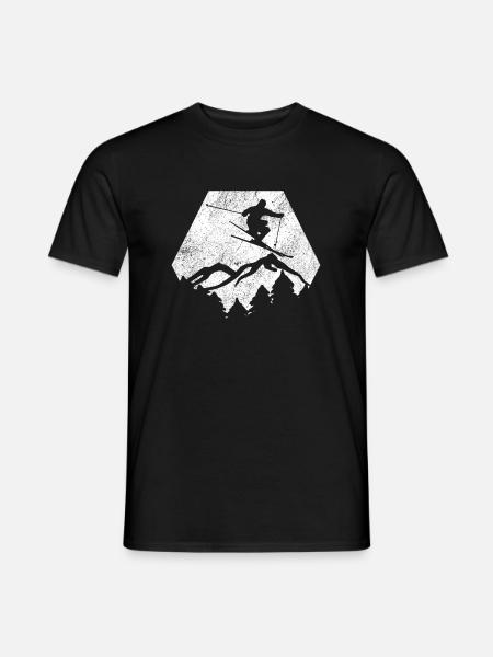 Ski Winter Sports Alps Mountains Piste Polygon - Men's T-Shirt - black