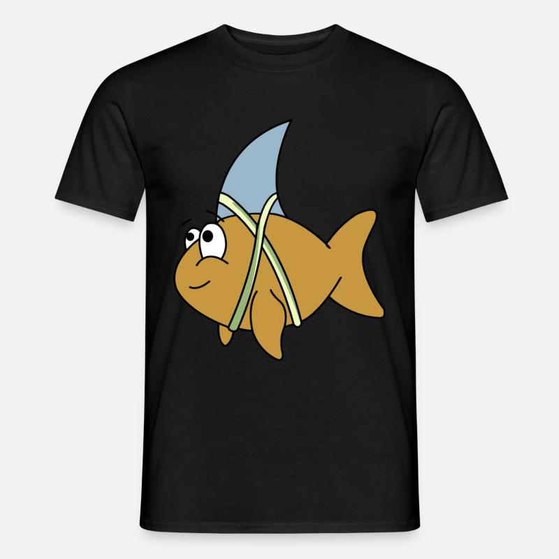 Fisch mit Haifischflosse - Männer T-Shirt - Schwarz