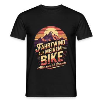 Mountainbike Downhill Berge Vintage Spruch - Männer T-Shirt - Schwarz - Vorne - AI Model Male 178 light (178cm)