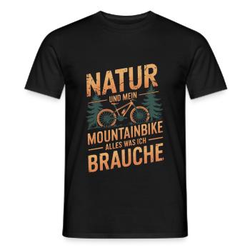 Mountainbike Downhill Berge Vintage Spruch - Männer T-Shirt - Schwarz - Vorne - AI Model Male 178 light (178cm)