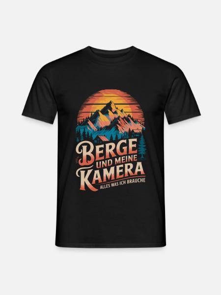 Kamera und Berge Landschaftsfotograf Naturfotograf - Männer T-Shirt - Schwarz