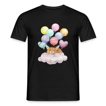 Träumender Fuchs auf Wolke mit Ballons - Männer T-Shirt - Schwarz - Vorne - AI Model Male 178 light (178cm)