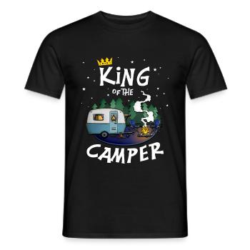 Camper King - pour camping, plein air, camping - T-shirt homme - noir - Devant - AI Model Male 178 light (178cm)