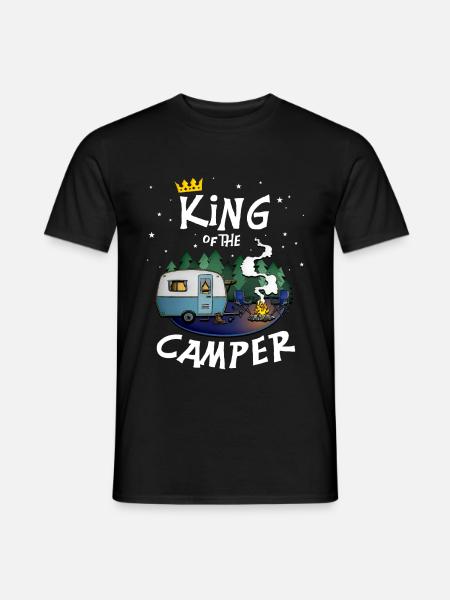 Camper King - für Camping, Outdoor, Campingplatz - Männer T-Shirt - Schwarz