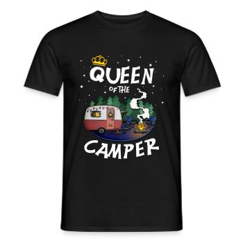 Camper Queen - pour camping, plein air, camping - T-shirt homme - noir - Devant - AI Model Male 178 light (178cm)