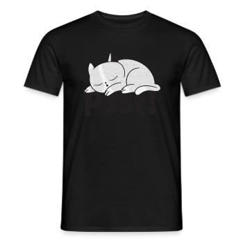 Psst! Lazy cat is sleeping - Men's T-Shirt - black - Front - AI Model Male 178 light (178cm)