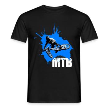 Mountainbike Sprung Downhill cross MTB - Männer T-Shirt - Schwarz - Vorne - AI Model Male 178 light (178cm)