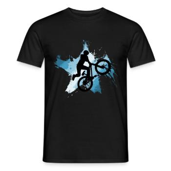 Mountainbike Jump Downhill MTB blau - Männer T-Shirt - Schwarz - Vorne - AI Model Male 178 light (178cm)