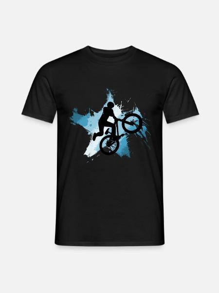 Mountainbike Jump Downhill MTB blau - Männer T-Shirt - Schwarz