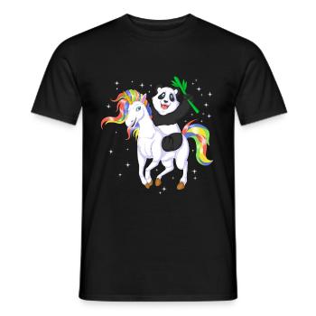 PANDA REITEN EINHORN - Männer T-Shirt - Schwarz - Vorne - AI Model Male 178 light (178cm)