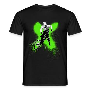 garçon cool sautant en vélo de montagne - T-shirt homme - noir - Devant - AI Model Male 178 light (178cm)