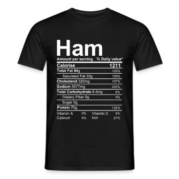 ham Nutrition Facts label - Men's T-Shirt - black - Front - AI Model Male 178 light (178cm)