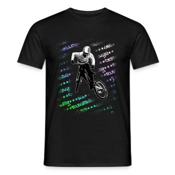 Mountainbike cool downhill Sprung graffiti bunt - Männer T-Shirt - Schwarz - Vorne - AI Model Male 178 light (178cm)