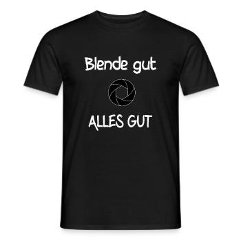 Blende, Fotografenshirt für Fotografen, Fotoshirt - Männer T-Shirt - Schwarz - Vorne - AI Model Male 178 light (178cm)