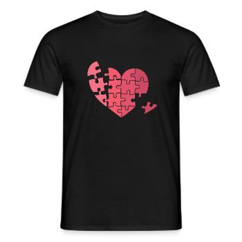 Puzzle coeur Saint Valentin idée cadeau cassé - T-shirt homme - noir - Devant - AI Model Male 178 light (178cm)