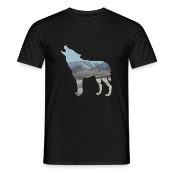Wolf Winter Mountains Snow Nature Gift Idea Cool - Men's T-Shirt - black - Front - AI Model Male 178 light (178cm)