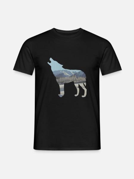 Wolf Winter Gebirge Schnee Natur Geschenkidee Cool - Männer T-Shirt - Schwarz