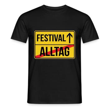 Festival Ortsschild - Alltag verlassen - Männer T-Shirt - Schwarz - Vorne - AI Model Male 178 light (178cm)