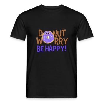 Donut worry be happy - Männer T-Shirt - Schwarz - Vorne - AI Model Male 178 light (178cm)