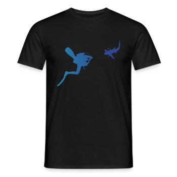 Diver and shark * Longimanus * - Men's T-Shirt - black - Front - AI Model Male 178 light (178cm)