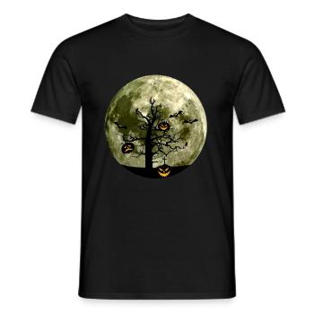 Ombre maléfique citrouille arbre lune chauve-souris - T-shirt homme - noir - Devant - AI Model Male 178 light (178cm)