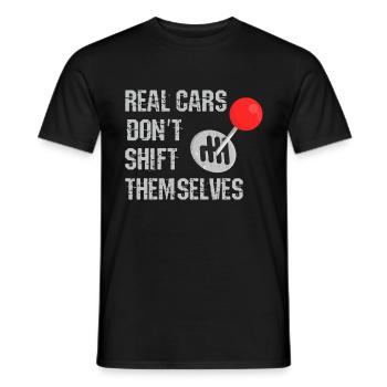 Echte Autos schalten nicht von selbst - Männer T-Shirt - Schwarz - Vorne - AI Model Male 178 light (178cm)