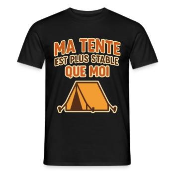 Ma tente est plus stable que moi Humour camping - T-shirt homme - noir - Devant - AI Model Male 178 light (178cm)
