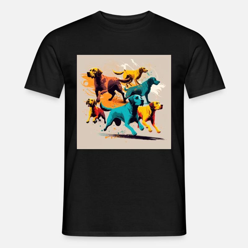 Hunde Gruppe - Bunte Hunde - Männer T-Shirt - Schwarz