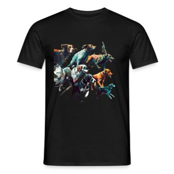 Dogs Group - Colorful Dogs - Men's T-Shirt - black - Front - AI Model Male 178 light (178cm)
