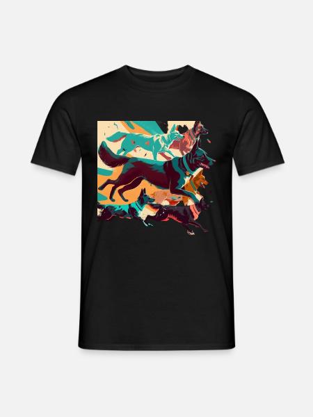 Bunte Hunde - Hunde Gruppe - Männer T-Shirt - Schwarz
