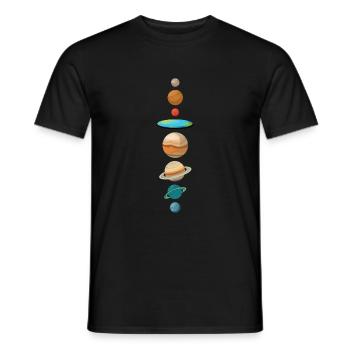 Terre plate toutes les planètes rondes Cadeau drôle - T-shirt homme - noir - Devant - AI Model Male 178 light (178cm)