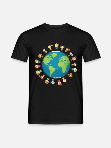 Beaucoup d’enfants Terre Planète Cadeau amusant - T-shirt homme - noir