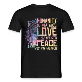 Religion Humanité Amour Paix Cooles - T-shirt homme - noir - Devant - AI Model Male 178 light (178cm)
