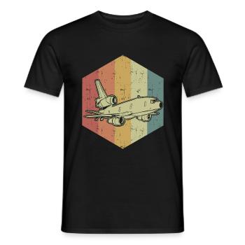 Flugzeug Retro Farben Cooles Geschenk - Männer T-Shirt - Schwarz - Vorne - AI Model Male 178 light (178cm)