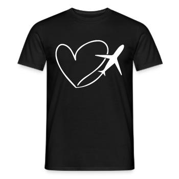 L’avion ciel coeur cool cadeau - T-shirt homme - noir - Devant - AI Model Male 178 light (178cm)